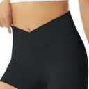 Girls Athletic Shorts Slim Tummy Control V Cross Waist Short Leggings Bike Dance Gymnastics Shorts (10-12 Years, Black)