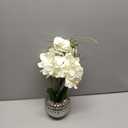 Oairse Artificial White Phalaenopsis Orchid Flower Arrangements 20.8" Faux Orchid Flower in Silver Pot Orchid Centerpiece for Dining Room Table
