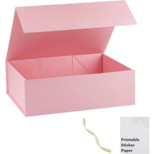 Pink Gift Box,19x16x6 Extra Large Gift Boxes With Lids For Presents Includes Ribbon And Diy Printable Sticker Paper,Bridesmaid Proposal Box,Magnetic Gift Box For Birthday,Wedding,Graduation