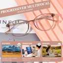 OPTOFENDY Progressive Multifocal Reading Glasses for Women Men, TR90 Fashion Blue Light Computer Readers, Crystal Brown 3.0 x