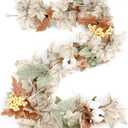TonJin 1PCS Fall Garland, 6FT/180cm Autumn Maples Leaf Pumpkin Berry Garland Fall Decor Suitable for Thanksgiving Halloween Christmas Mantle Fireplace Farmhouse Harvest Decor