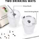 16 OZ Iced Coffee Cups with Lids and Straws Set of 4, Unbreakable Plastic Drinking Glasses Reusable Iced Coffee Glass to Go Cup for Iced Tea,Juice, Water,BPA Free, Dishwasher Safe