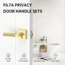 FILTA 1 Pack Gold Privacy Door Handles, Knurled Door Levers Interior Gold Door Lever Bathroom Door Knobs Heavy Duty Square Door Lock