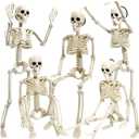 5 Pack Halloween Skeleton Decoration,16" Full Body Posable Skeleton Realistic Human Bones with Posable Joints for Halloween Pose Prop Decor Yard Lawn Garden Patio Outdoor Haunted House Decorations
