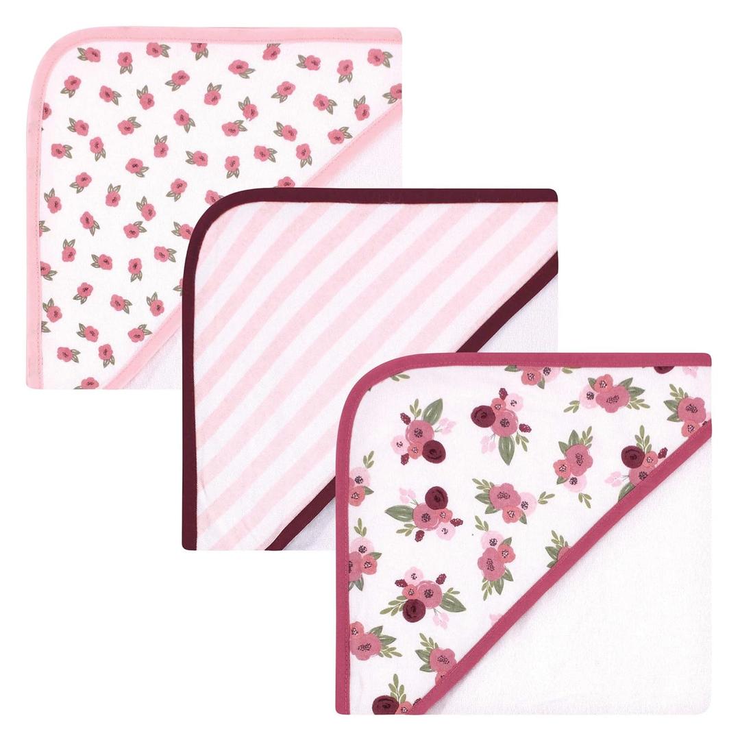 Hudson Baby Unisex Baby Cotton Rich Hooded Towels, Warm Floral, One Size
