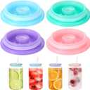 BOXOB 4pcs Acrylic Lids for Glass Cup, Lids Replacement Fits for 16 oz/20 oz Glasses Colorful Glass Cup Cap Compatible with VITEVER, NETANY, SENTVEND, DWTS DANWEITESI (2.7 Inch Diameter)