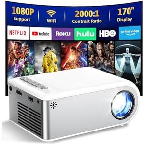 Mini Projector with WiFi and Bluetooth, Outdoor Portable Mini Projector for iPhone Supports 1080P with Built-in Speaker, Movie Projector for Home Theater Compatible with iOS/Android/PC/TV Stick/HDMI Mini Projector with WiFi and Bluetooth, Outdoor Portable Mini Projector for iPhone Supports 1080P with Built-in Speaker, Movie Projector for Home Theater Compatible with iOS/Android/PC/TV Stick/HDMI
