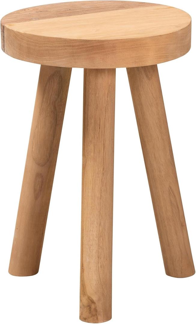 bali & pari Terah Mid-Century Modern Natural Finsihed Solid Teak Wood Ottoman/Footstool