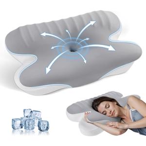 JINXIA Cervical Neck Pillow Memory Foam Pillows for Sleeping,Ergonomic Orthopedic Neck Support Pillow,Cooling Pillow with Removable Pillowcase for Side,Back, Stomach Sleepers,Light Gray JINXIA Cervical Neck Pillow Memory Foam Pillows for Sleeping,Ergonomic Orthopedic Neck Support Pillow,Cooling Pillow with Removable Pillowcase for Side,Back, Stomach Sleepers,Light Gray