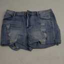 Pink Queen Women's High Waisted Denim Shorts Casual Ripped Summer Hot Short Jeans Frayed Distressed Jeans Shorts with Pockets (X-Large) A-Blue