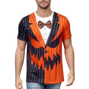 Funny Word Men's Halloween T-Shirt Graphic Short Sleeve Tuxedo Tee Shirts (XX-Large, Pumpkin Face)