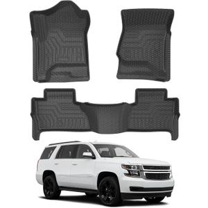 Mixsuper Custom Fit Floor Mats for Chevrolet Tahoe/GMC Yukon 2015-2020, All Weather Floor Liners Durable 1st & 2nd Row Set Black