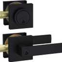 Haidms Black Exterior Door Lock Set with Deadbolt, Front Door Handle and Deadbolt Set, Entry Door Locksets, Matte Black Heavy Duty Zinc-alloyed Front Door Lock Set