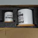 Say Aloe to My Little Friend Funny Succulents Plant Pots, Ceramic Cactus Planter Pot with Bamboo Tray for Indoor Outdoor, Aloe Pot for Plant Lover Friends Housewarming Gift, Set of 2 (No Plants)