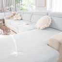 hyha Waterproof Couch Cushion Covers, Stretch Magic Sofa Seat Slipcover, Waterproof Sectional Couch/Sofa Cushion Covers for Pets Washable with Elastic Bottom(2PC, Light Grey)