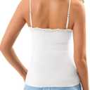 GKBK Built in Bra Womens Padded Lace Tank Tops Double Lined Spaghetti Strap Fitted Layering Club Night Party Cami Shirt (White, XS)