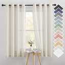 NICETOWN Linen Sheer Curtains 63 inch Length for Bedroom, Grommet Top Linen Blend Semi Sheer Privacy Window Treatment Light Filtering for Living Room, Natural, 52" W x 63" L, Set of 2