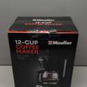 Mueller 12-Cup Drip Coffee Maker - Borosilicate Carafe, Auto-Off, Reusable Filter, Anti-Drip, Keep-Warm Function, Clear Water Level Window Coffee Machine, Kitchen Essentials & Accessories (Black)