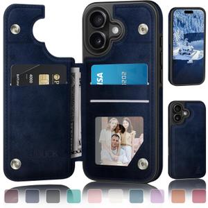 DJDUCK Designed for iPhone 17 Case Wallet with Card Holder, [Magnetic Clasp Cover] [RFID Blocking Leather Protection] Shockproof Women Men Cases 6.3 Inch for Apple 17 Dark Blue