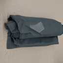 MIULEE Dusty Blue Linen Textured Sheer Curtains 54 Inch Length for Bedroom/Living Room/Kitchen Semi Transparent Voile Farmhouse Short Window Drapes Light Blue Rod Pocket 2 Panels W54 x L54