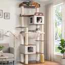 Gitelsnour Cat Tree, Wooden Multi-Level Tower for Large Audlt Cats GCT104EB