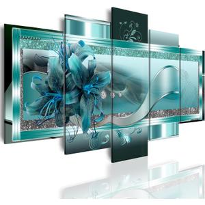 LUDUHU Extra Large Orchid Flowers Canvas Print - Abstract Turquoise Floral Wall Art Painting Decor for Home Decoration Artwork Picture Bedroom Green Floral (A,Oversize 80x40inch)