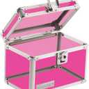 Vaultz Lockable Index Card Holder - Flash Card Organizer for Recipes, Passwords or Studying Holds 450 4x6 Notecards - Index Card Box Study Accessories, Pink Acrylic