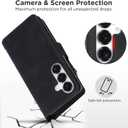 for Samsung Galaxy S25-Wallet Case: for Galaxy S24 Case with RFID Blocking Card Slots (6 Cards) | Soft PU Leather Magnetic Snap Zipper Pocket | Wrist Strap Protective Phone Cover - Black