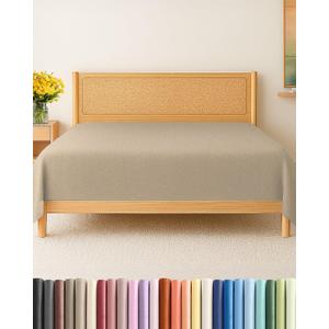 Twin Size Flat Sheet - Hotel Quality Top Flat Bed Sheet Only - Ultra-Soft, Comfy, Breathable & Cooling - Fade & Wrinkle Free - Easy-Care, Stain & Shrink Resistant Bedding - Oeko-Tex - Heathered Beige