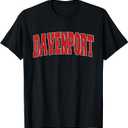 DAVENPORT IA IOWA Varsity Style USA Vintage Sports T-Shirt (Small, Black)