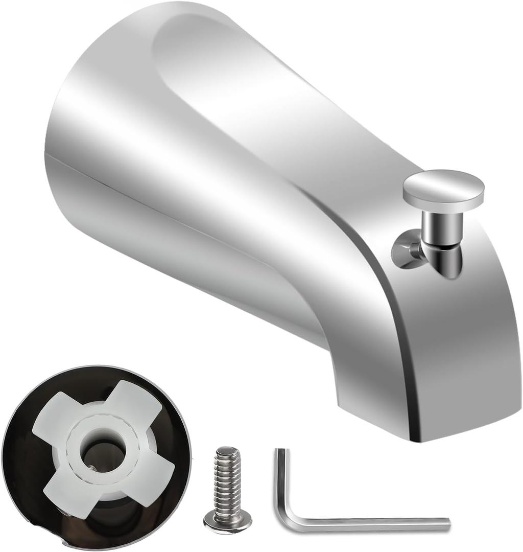 Slip On Tub Spout with Diverter, for 1/2" Copper Pipe, Compatible with Kohler GP85556 Bathtub Faucet, Bathroom Bathtub Tub Faucet Replacement, with 5/32" Hex Wrench (Polished Chrome)