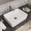 Bathroom Vessel Sink, 19"X15" Rectangular Bathroom Sinks Above Counter, White Porcelain Ceramic Modern Vanity Sink Rectangle Art Basin