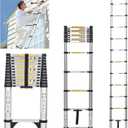JADDUO Telescoping Ladder 16.5 FT Extension Ladder Aluminum Lightweight Telescopic Ladder with 2 Triangle Stabilizers Telescoping Attic Ladder RV Ladders for Travel Collapsible Ladders for Home