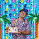 4 Pack Hawaiian Tropical Birthday Party Decorations, 3.3 x 6.6 ft Cartoon Foil Fringe Curtains Blue Door Streamers Cartoon Animation Themed Birthday Party Decor for Kids Favors