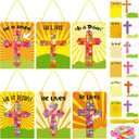 Leyndo 30 Set Religious Easter Crafts Kit for Kids He is Risen Crosses Bible DIY Button Crafts Religious Sunday School Classroom Activities Holy Week Home Favor