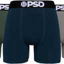 PSD Underwear Mens Boxer Briefs - 3 Pack Boxer Briefs, Mid Length, Soft & Breathable Boxer Briefs for Men (XXL)