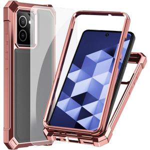 Ailiber for HMD Vibe 4G Clear Case with Screen Protector, [Not Fit HMD Vibe 5G], Dual Layer Shockproof Bumper, Clear Transparent [Anti Yellowing], Slim Scratch-Resistant Cover-Rose Gold