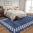 GarveeHome 8x10 Rug for Living Room Scalloped Washable Large Bedroom Rug