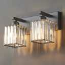 Modern Bathroom Vanity Light 2-Lights Black Crystal Bathroom Wall Light Vanity Light Fixtures12.59-inch Modern Minimalist Design