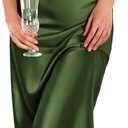 Ekouaer Womens Satin Nightgown Sexy Lingerie Sleepwear Spaghetti Strap Cowl Neck Elegant Long Slip Satin Silk Midi Dress (Small, Army Green)
