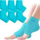 TEAWOO 3 Pairs Fuzzy Moisturizing Heel Socks for Dry Cracked Feet Women, Cracked Heel Repair, Cracked Heel & Dry Foot Treatment (Blue)