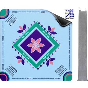 Mahjong Mat with Rules, 32.4x32.4 Inch Thick Odorless Rubber Mahjong Table Cover, Washable Waterproof Anti Slip Mat with Bag for Mahjong/Poker/Board Games/Card Games/Dominoes (Lotus Floral)