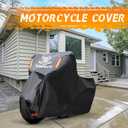 Motorcycle Cover, All Season Waterproof Outdoor Protection with Lock-Holes, Night Reflective & Storage Bag, Fits up to 104" Cruisers, Touring, Dirt Bikes (Black)