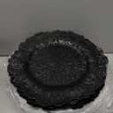 32 Pack Charger Plates Set Reef Chargers for Dinner Table Serving Tray Floral Plastic Decorative Plates for Table Setting Wedding Party, 13 Inch(Black)