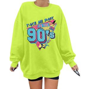 BANGELY Women's Take Me Back to The 90's Oversized Sweatshirt 90s Outfit Shirt Vintage Pullover Tops for Birthday Party Gift (Green), 2XL
