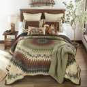 Donna Sharp Pine Circle Polyester Bedding Set - 3-Piece Queen Size Quilt Set - Includes 1 Quilt and 2 Standard Pillow Shams - Machine Washable - Traditional Design Pine Circle