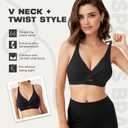 V Neck Sports Bras for Women Medium Support Yoga Tops Y Back Spaghetti Straps Workout Bra with Removable Cups (Black, S)