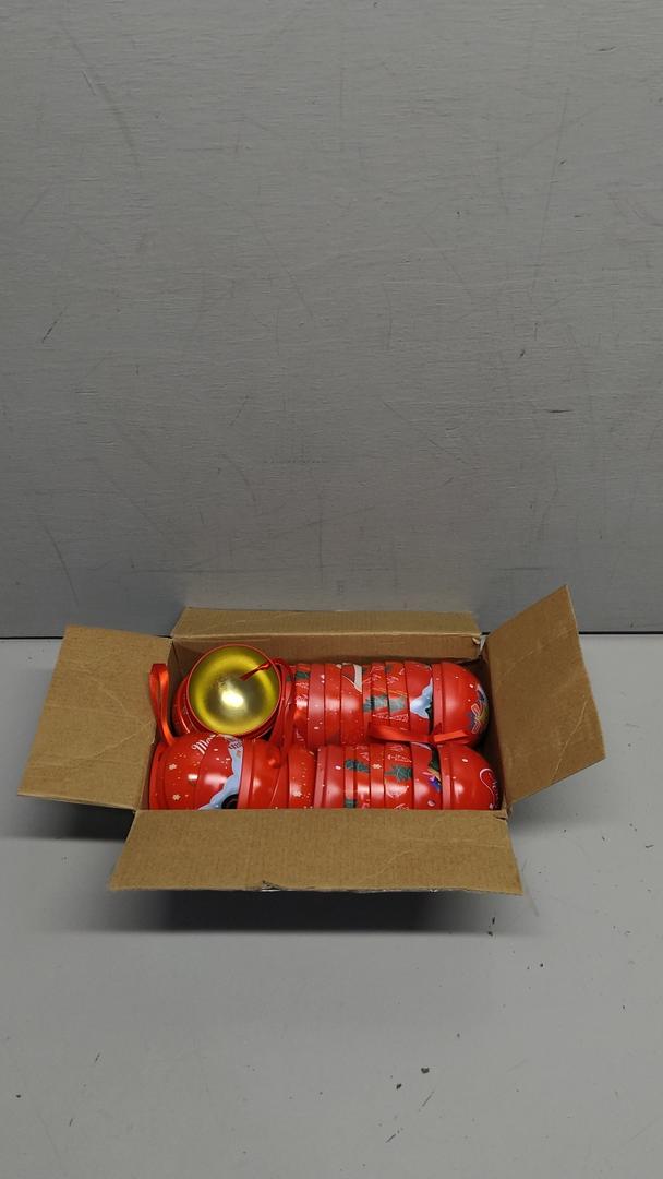 12 Pack Christmas Candy Ball Box Hanging Decorations,Tinplate Christmas Tree Balls Jars Pendant for Xmas Decor,Kids Gifts