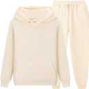 CHAIRAY Women's Hoodie Tracksuit Sweatsuits for Mens Set 2 Piece Hooded Sweatshirts and Sweatpant Sets Jogger Sweatsuit (Beige, Size S)