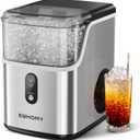 EUHOMY Nugget Ice Makers Countertop, Pebble Ice Maker Machine with 34lbs/24H Soft Ice, Self-Cleaning Sonic Ice Maker with Ice Scoop&Basket, Pellet Ice Maker for Home/Kitchen/Office(Stainless Steels) (Silver)